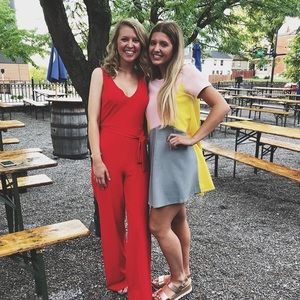 Lulus Red Tie Waist Jumpsuit